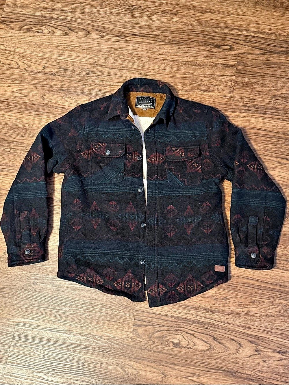 Jachs New York Men’s Aztec Pattern Sherpa Lined Wool Blend Shirt Jacket Size M